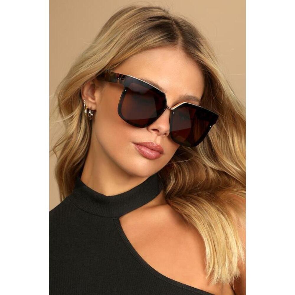 Lulus Main Frame Brown Tortoise Rimless Sunglasses - Size One Size